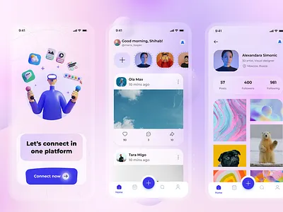 Social Connect — Mobile App UI Concept app design mobile app desgin ui ui ux design