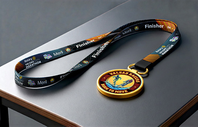 Rotary Valsad City Marathon Lanyard and Medal design concept athletics brand branding custom lanyard design flat graphic design illustration lanyar print lanyard design lanyards marathon meril ribbon run sports sports lanyard valsad