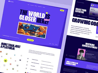 Society – Social Platform Landing Page branding clean collabora community platform creative design digital experience inspiration interface design landing page minimal modern professional social platform society ui concept ui ux design web design web interface website design