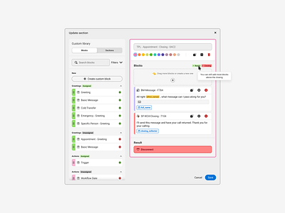 Update section add b2b blocks colors components desktop drag drop edit interface list modules saas save script sidebar ui ux web workflow
