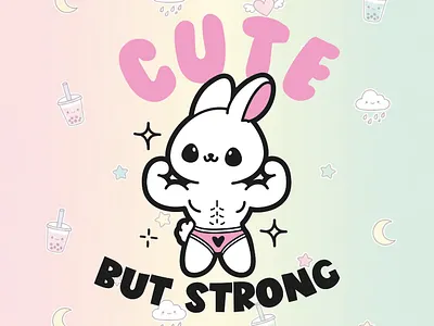 cute but strong bunny chibi cute kawaii muscle