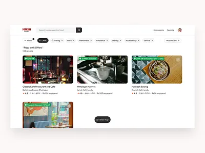 Search page of NoshNepal figma ui ux