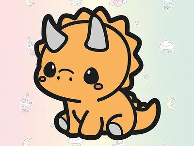 cute triceratop chibi cute dinosaur kawaii triceratop