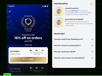 Loyalty Program: Gold 2 wheeler app benefits branding design gold loyalty mobile porter trucks ui ux