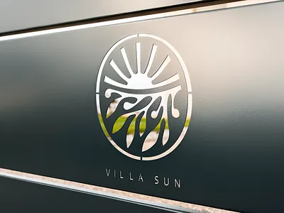 Logo on the fence branch cut fence garden logo mark nature olive sun villa