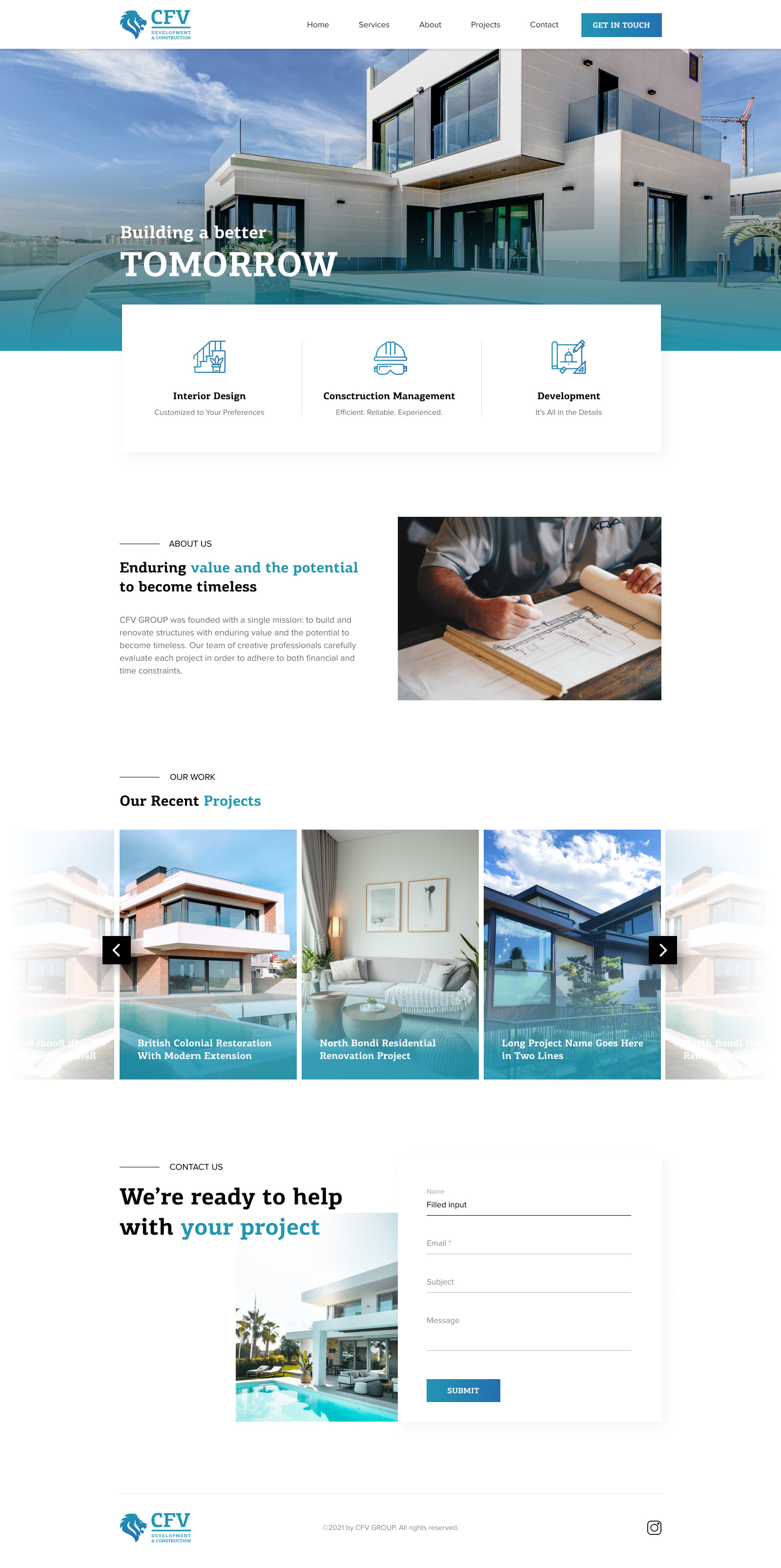 CFV Development & Construction construction luxury website