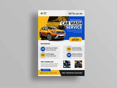 Car Wash Flyer Design Template advertising car wash clean design flyer design poster service template transportation wash