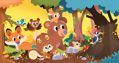 🌲🌲 🐻 🦊 animals art book cute flap book forest friday illustration illustrator toddler weekend