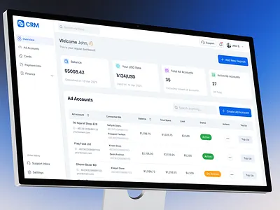 CRM Dashboard UI | Clean, Minimal & Powerful Customer Management account management ad account admin dashboard analytics dashboard b2b dashboard business dashboard clean ui crm dashboard crm design dashboard ui figma finance dashboard minimal design modern ui product design saas dashboard ui design uiux ux design web app design