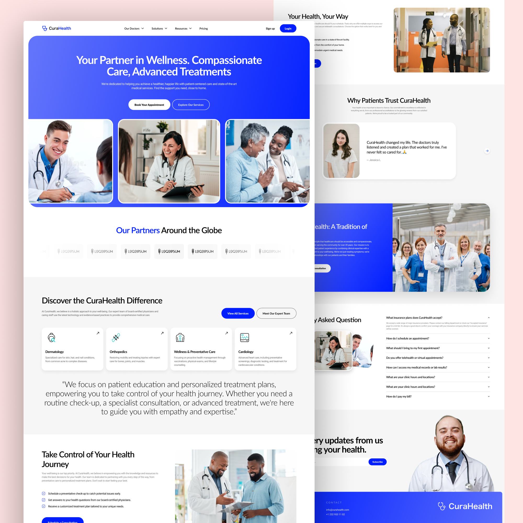 CuraHealth - Website Design clinic dashboard clinic web doctor website healthcare healthcare landing page healthcare tech healthcare web healthcare web design smart wellness website ui uiux userinterfae ux web design webdesign wellness wellness web design wellness website