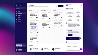 Prontie | the AI-Powered Productivity app 2026 ai animation assistant cards cloud gradient no code platform productivity saas smart start up storage trend ui ux vibe coding