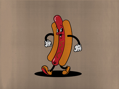 Funny Hot-dog 50s illustration retro vector