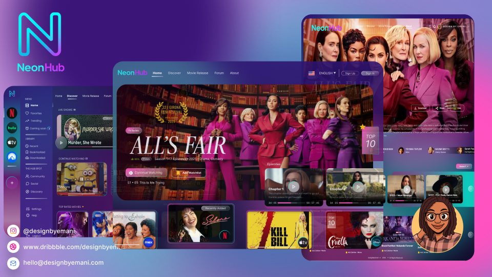 🚀 NeonHub — A Futuristic Streaming Hub UI Concept concept design dashboard design figma product design streaming hub ui ui design ux design