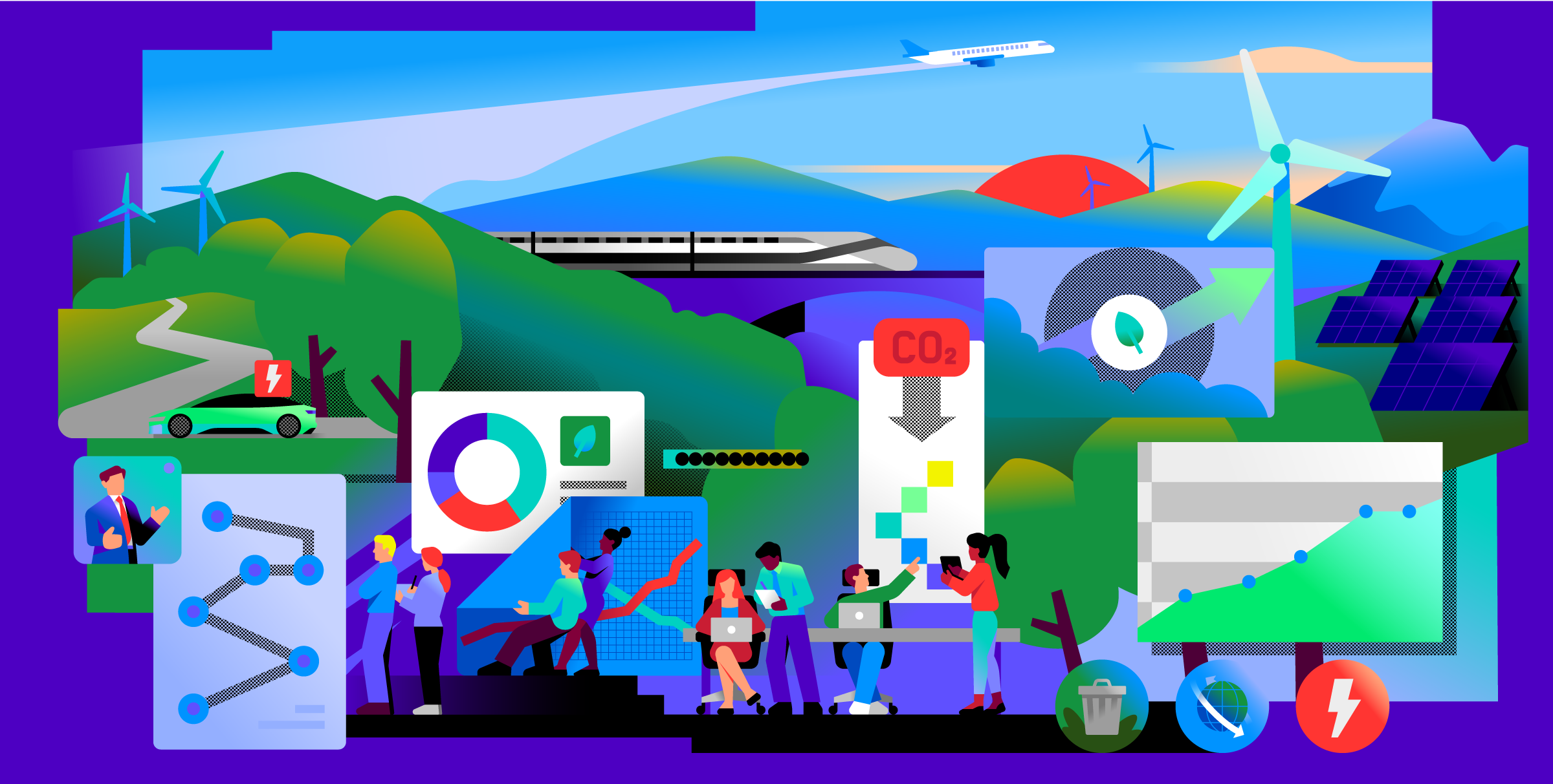 Roland Berger corporate illustration people sustainability vector