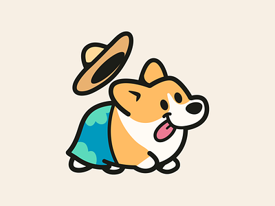 Beach Corgi Vibes animal animal logo beach branding corgi logo cute cute logo dog logo fun happy icon identity illustration logo mascot mascot logo pet logo playful puppy running