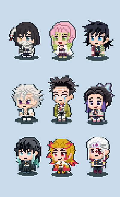 Pixel Art Kimetsu No Yaiba Demon Slayer Hashira animation demon slayer design digital illustration kimetsu no yaiba pixel pixel art portrait vector illustration