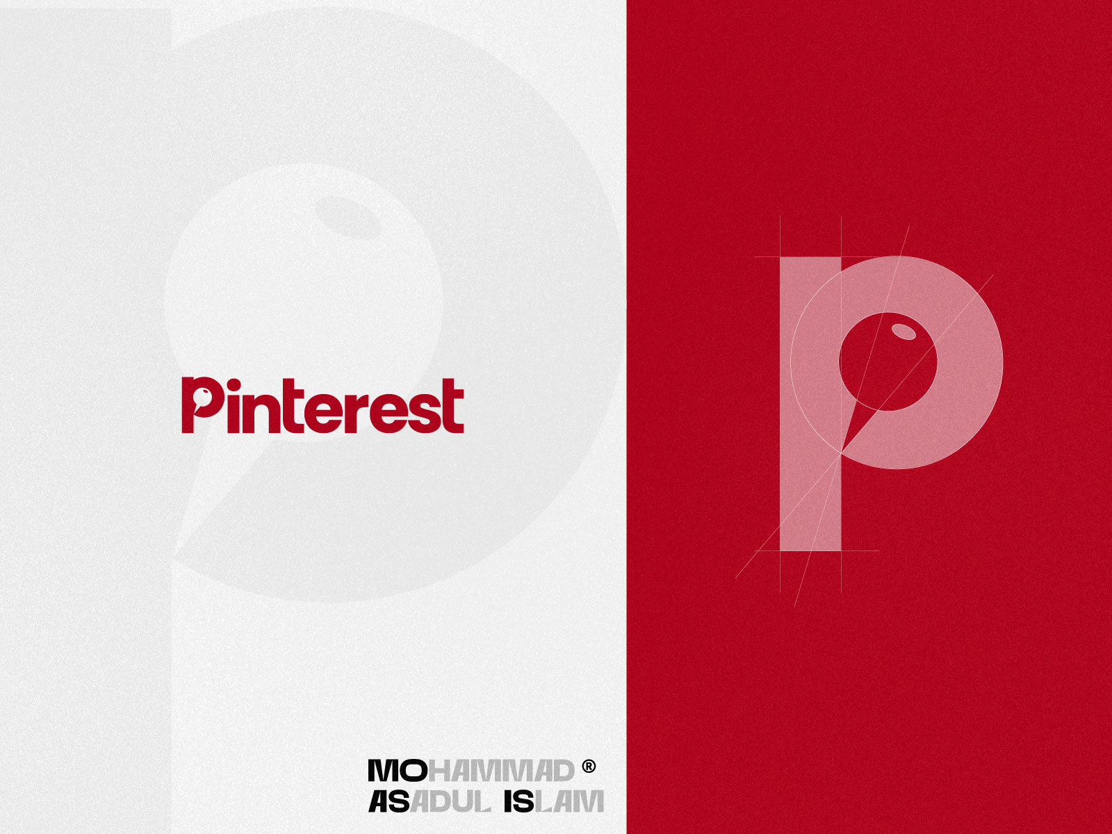 Logo re-design concept for "Pinterest" bold branding clean conceptual creative identity illustration logo minimal p mark pin pinterest simple strong visual white