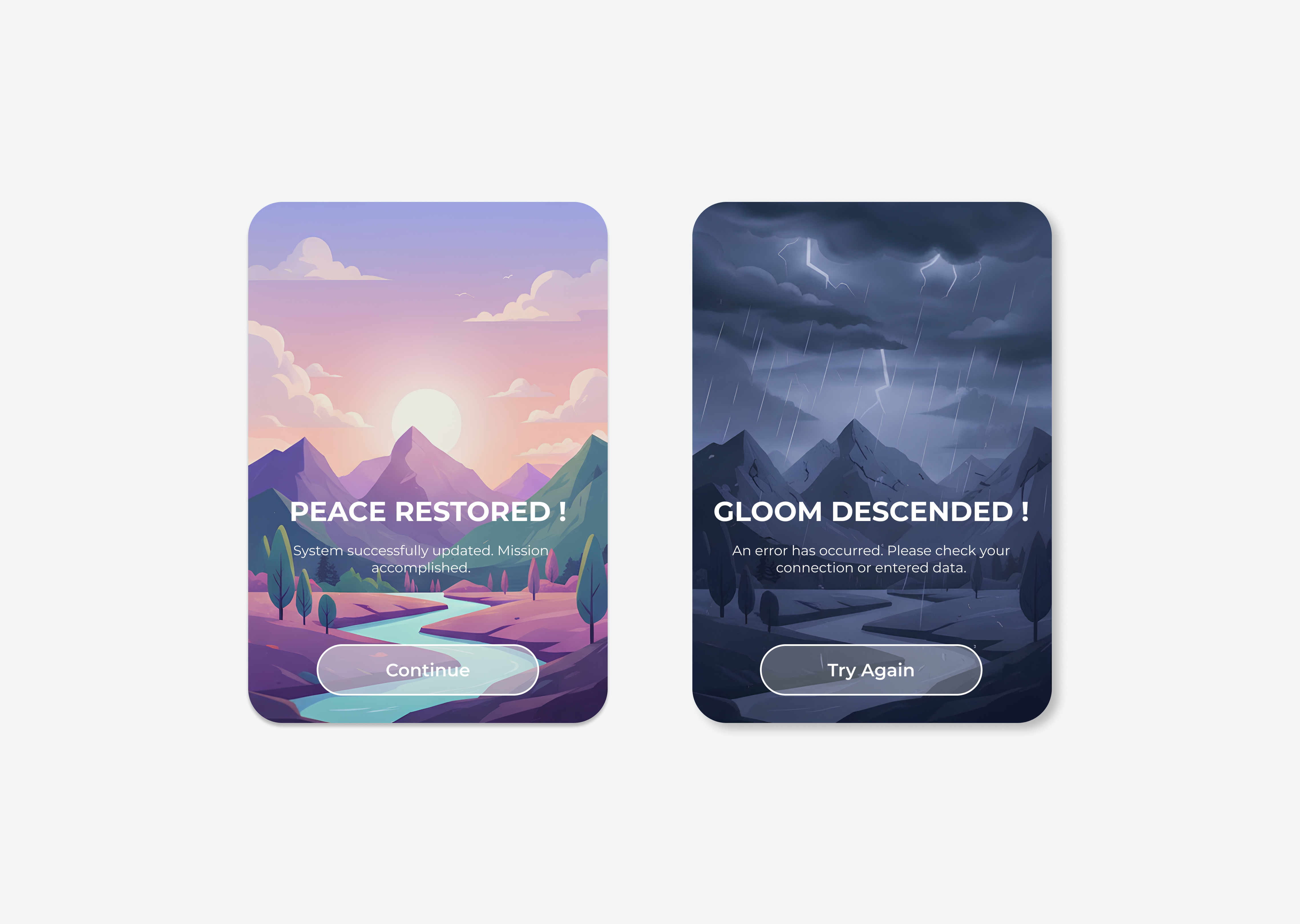 Daily UI 011 - Flash Messages creativity dailyui design emotionaldesign errorscreen flashmessage illustration minimaldesign successscreen uiux visualdesign