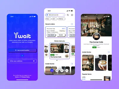 YWait - A new ordering mobile app for food trucks and cafes android app cafe delivery delivery app design food trucks ios mobile mobile app react native restaurants ui ux