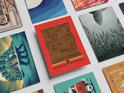 DKNG Ultimate Postcard Set dan kuhlken design dkng dkng studios geometric holidays illustration moog nathan goldman postcard postcards shark stegosaurus vector