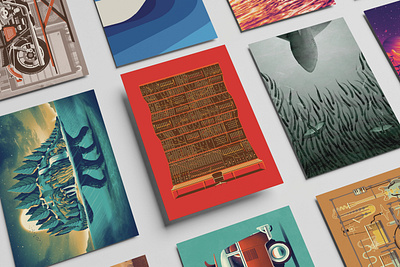 DKNG Ultimate Postcard Set dan kuhlken design dkng dkng studios geometric holidays illustration moog nathan goldman postcard postcards shark stegosaurus vector