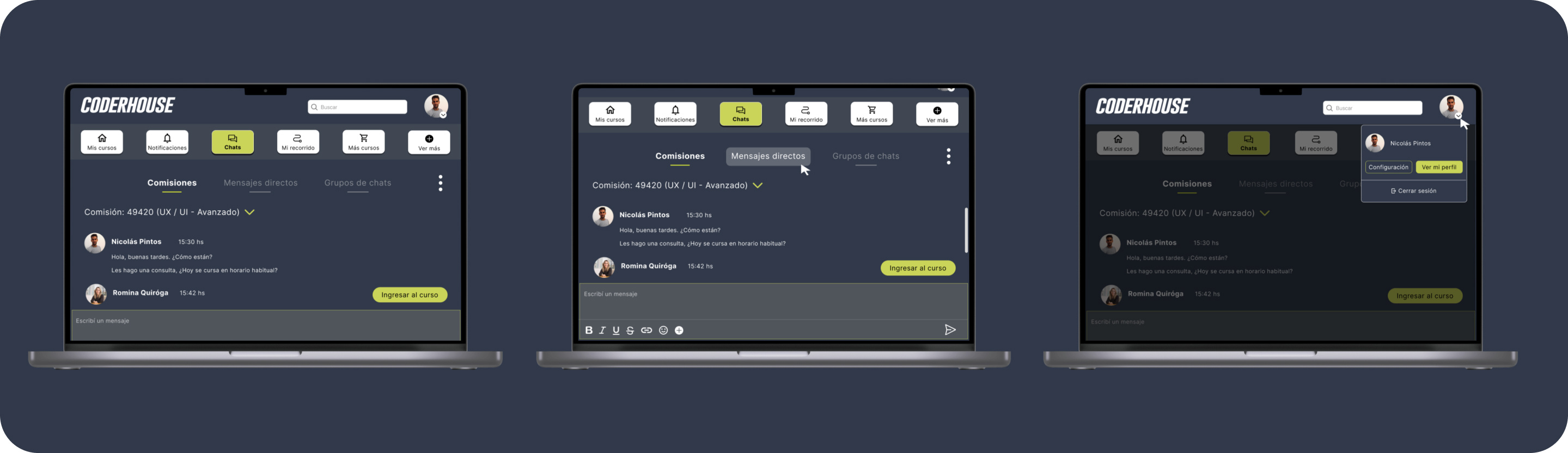 Coderhouse - Chats product design ui ux