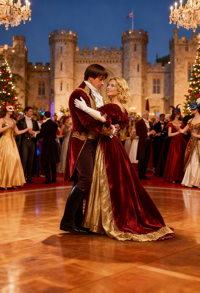 YULETIDE Masquerade Ball cover art work graphic design historical romance regency yuletide