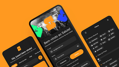 Salute, App Party design logo system ui ux