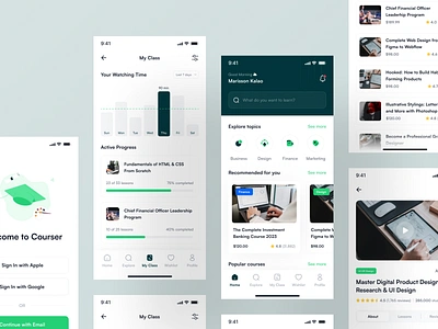 Courser - Online Learning App UI Kit branding coursera courses design education graduation graphic design learn learning meeting mentor mobile design online learning pixlayer school skillshare student udemy ui ux