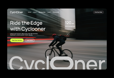 Cycloner - bicycle Website 3d animation branding design figma graphic design illustration logo motion graphics ui web design website website design