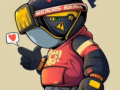 Keep going art artwork cartoon character chibi colorful cyberpunk design digitalart futuristic game illustration mascot merchandise robot sticker design