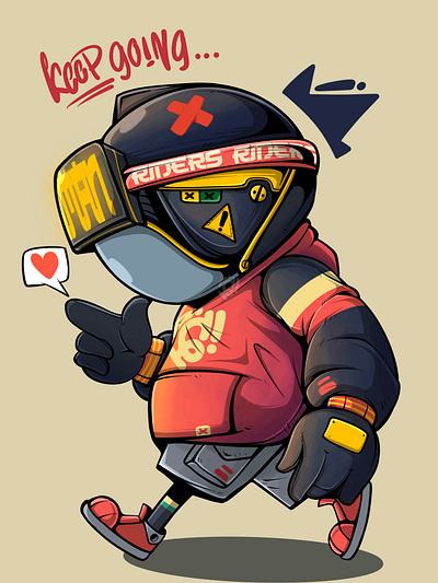 Keep going art artwork cartoon character chibi colorful cyberpunk design digitalart futuristic game illustration mascot merchandise robot sticker design