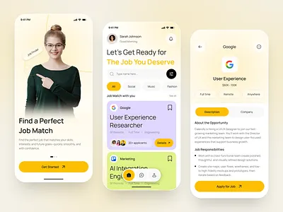 Job Finder Mobile App UI/UX Design app design app home page app interfaces best app design career design hr job app job finder app mobile mobile app design mobile app ui mobile ui mobile ui design mobile ux modern app ui modern ui recruitment ui design ui ux design