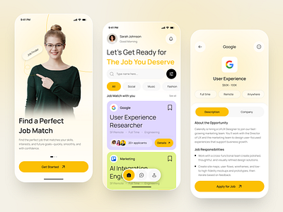 Job Finder Mobile App UI/UX Design app design app home page app interfaces best app design career design hr job app job finder app mobile mobile app design mobile app ui mobile ui mobile ui design mobile ux modern app ui modern ui recruitment ui design ui ux design