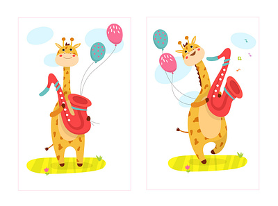 Giraffe-musician illustration vector