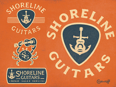 Shoreline Guitars - Identity Design anchor band beach bespoke boutique branding character design graphic design guitar lettering logo design logo designer logos mascot merch music signage tshirt graphics