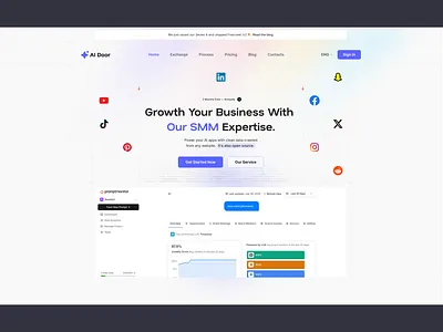AI Door: A Clean and Modern SMM Panel Landing Page branding design smm landing page smm panel smm panel theme smm website smm website design social media marketing web