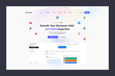 AI Door: A Clean and Modern SMM Panel Landing Page branding design smm landing page smm panel smm panel theme smm website smm website design social media marketing web