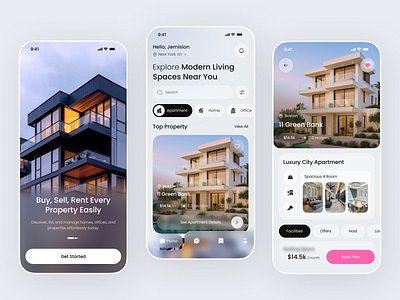 Real Estate App – Property Buy, Sell & Rent apartment booking clean ui home rental ui home search app housing app design minimal design mobile app ui modern app design property app property listing real estate real estate app real estate marketplace real estate ui ui inspiration ux design