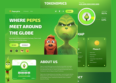 Pepe - Meme Coin Token Website meme meme coin meme coin website meme token meme website pepe web design