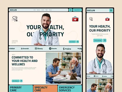 Heltacare website design - Doclun clinic dental figma design health care medical ui ux design webflow website