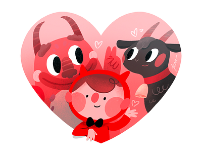 Godless cartoon character color cute design devil hell illustration inferno love