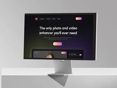 AI Photo & Video Editor Website ai ai generator ai image generator ai photo enhancer artificial intelligence automation editing app enhancer hero section image generator intelligence landing page modern ui photo editing ui design uiux video editor video enhancer web design