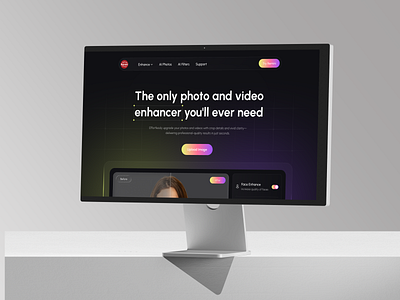 AI Photo & Video Editor Website ai ai generator ai image generator ai photo enhancer artificial intelligence automation editing app enhancer hero section image generator intelligence landing page modern ui photo editing ui design uiux video editor video enhancer web design