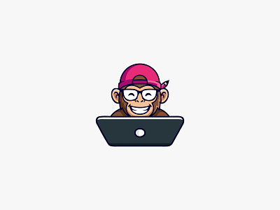 Developer Monkey Logo branding branding design character design coding logo cute character logo design developer logo graphic design illustration logo logo design moneky monkey character design monkey logo ui ux vector