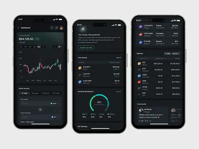StableVault — All-in-One Crypto Management Mobile Responsive analytics analytics dashboard b2b blockchain clean crypto cryptocurrency dark themed dashboard green glow micro components minimal mobile mobile responsive modern product design saas staking startup ui