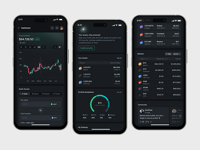 StableVault — All-in-One Crypto Management Mobile Responsive analytics analytics dashboard b2b blockchain clean crypto cryptocurrency dark themed dashboard green glow micro components minimal mobile mobile responsive modern product design saas staking startup ui