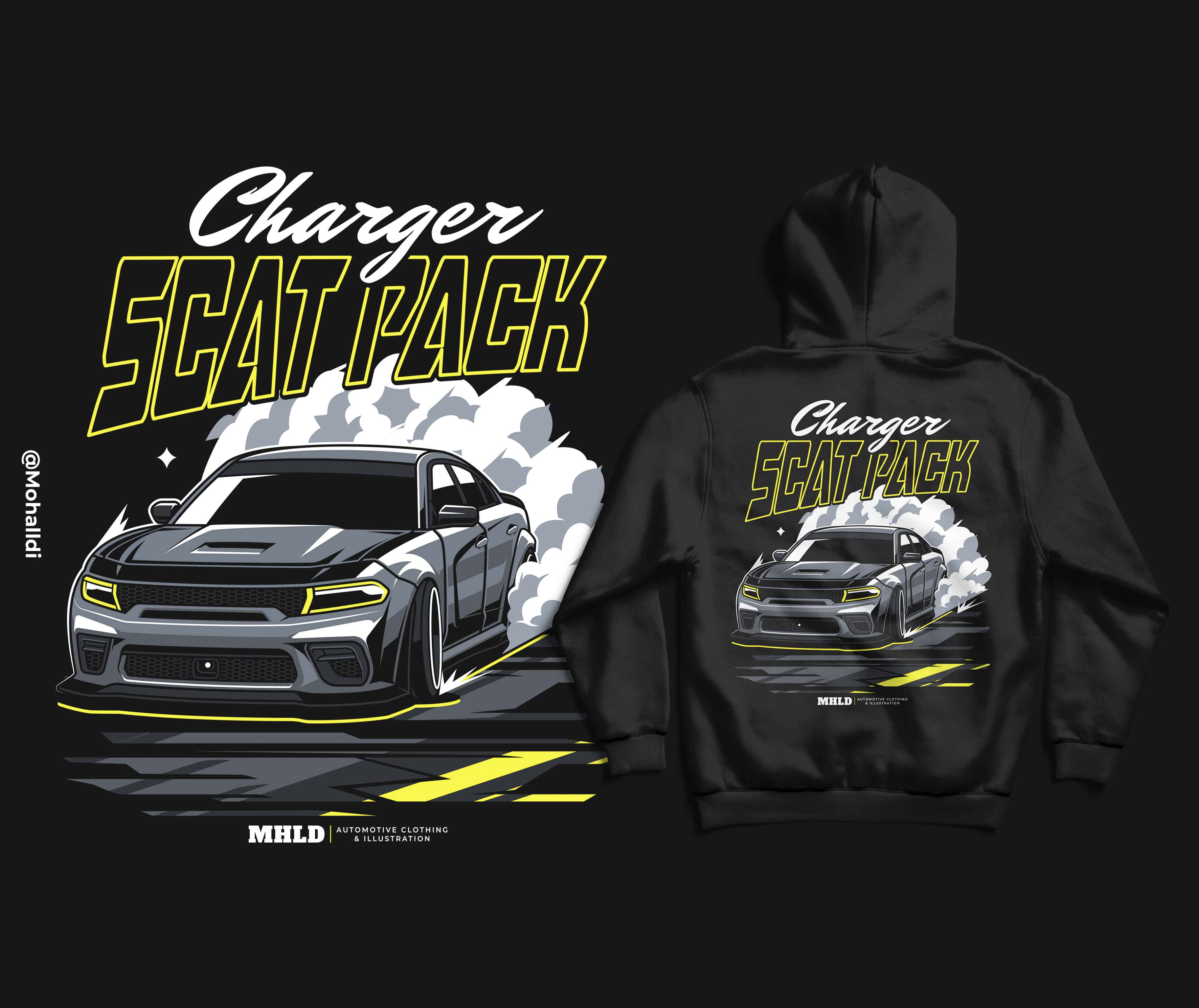 Ford Mustang Charger Scat Pack automotive automotive design automotive drawing automotive illustration car design car drawing car illustration car poster car tshirt jdm sport car vehicle