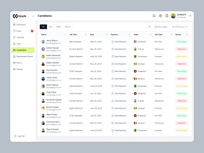 HR Management WebApp SaaS admin dashobard employe graphic design hr hrtools inrollment job list product design task ui design uiux ux design web app work