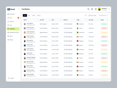 HR Management WebApp SaaS admin dashobard employe graphic design hr hrtools inrollment job list product design task ui design uiux ux design web app work
